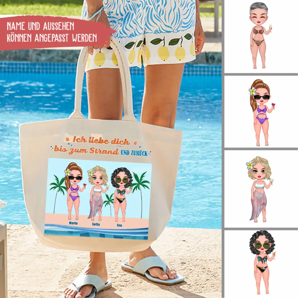 Strandtasche - Ich Liebe Dich Bis Zum Strand Und Zurück